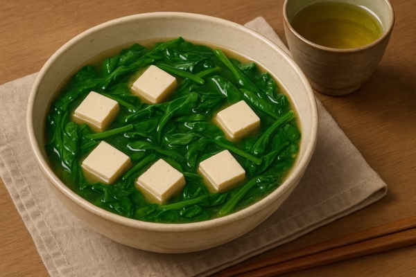 ほうれん草と豆腐の味噌スープ