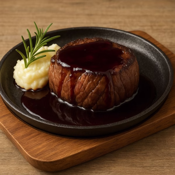 牛フィレ肉のステーキと赤ワインソース