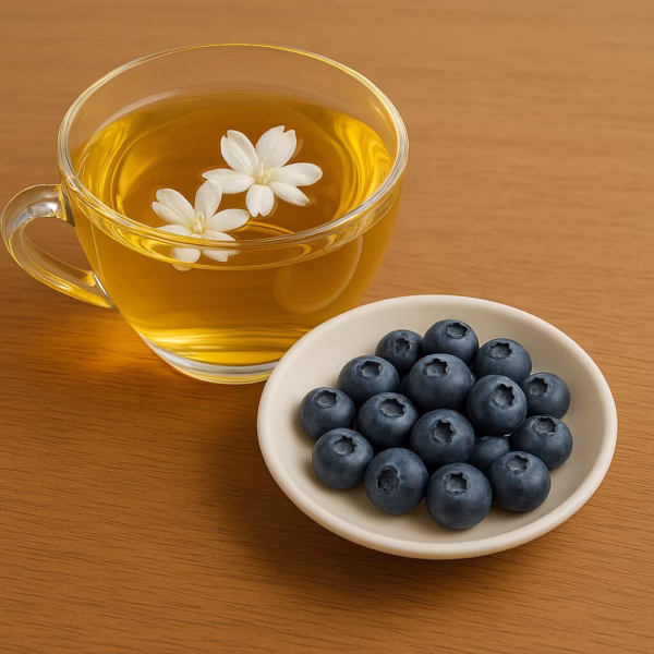 ジャスミン茶とブルーベリー