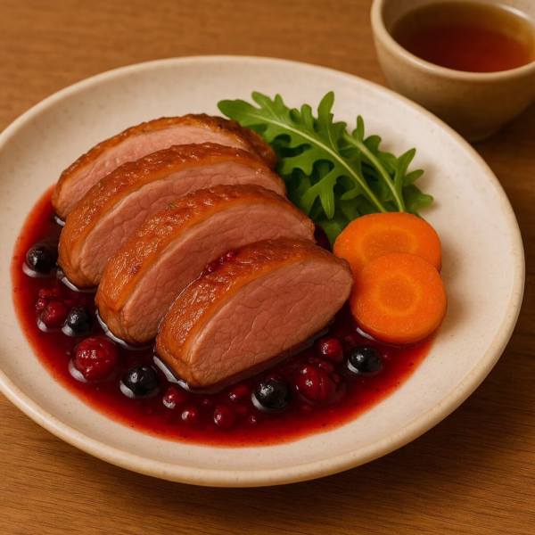 料理: 鴨のローストとベリーソース